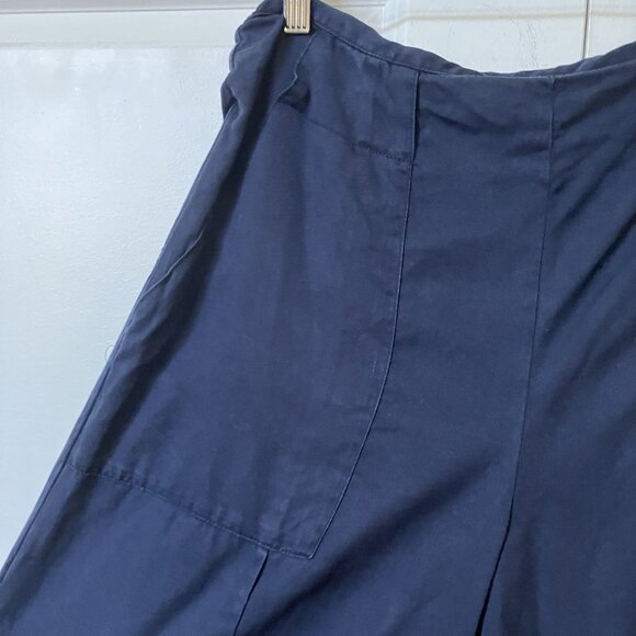 1. State Pants Womens M Navy Blue Wide Leg Cropped Culotte Coastal Boho Nautical - Picture 2 of 9